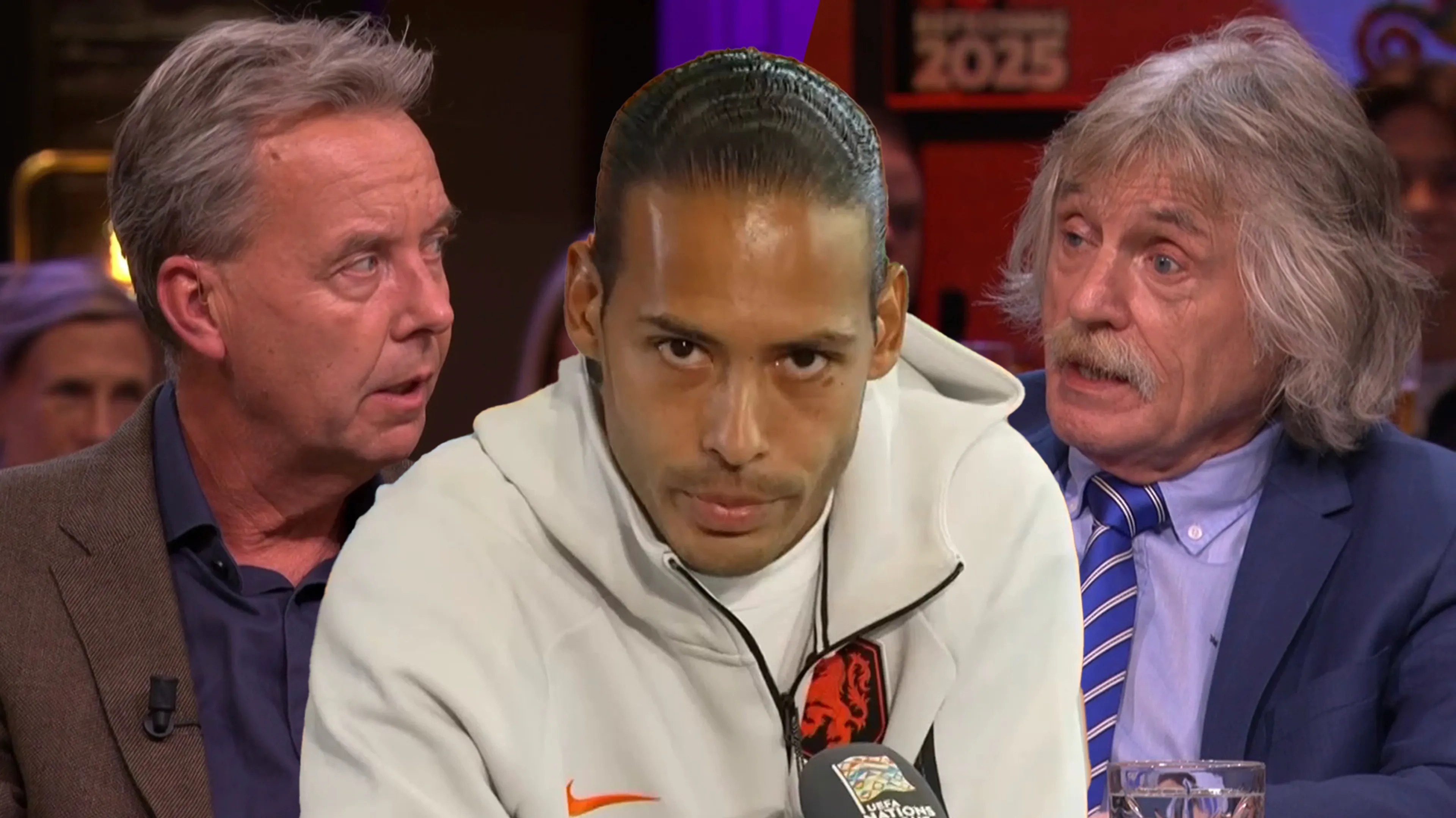 Johan Derksen valt Valentijn Driessen bij na confrontatie met Virgil van Dijk: ‘Kinderlijk!’