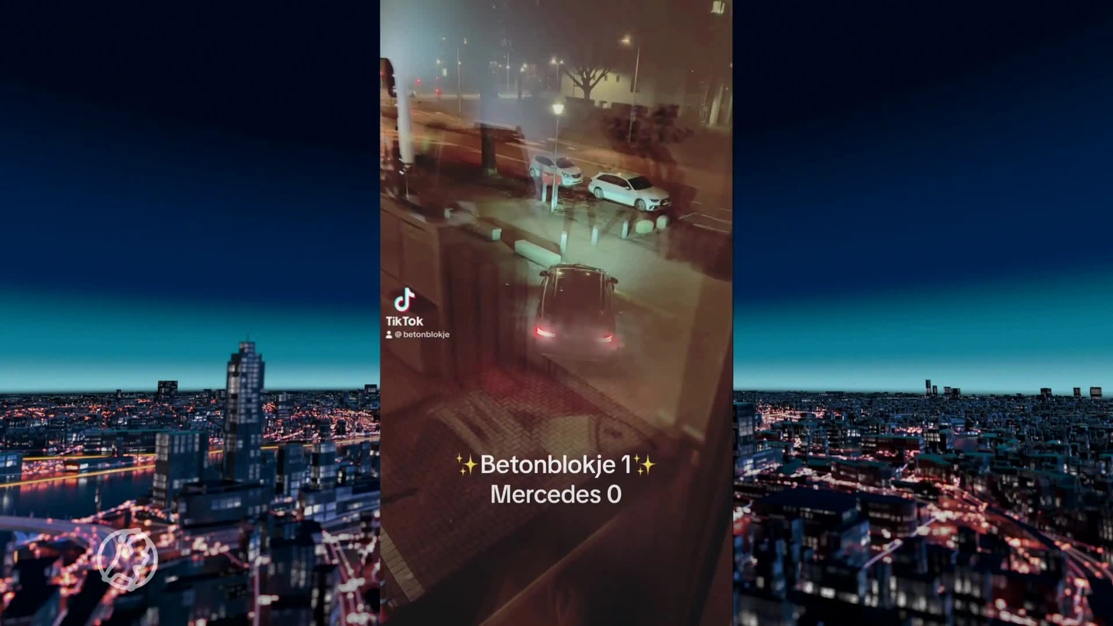 Automobilisten die op onhandig betonblok botsen gaan viral op TikTok