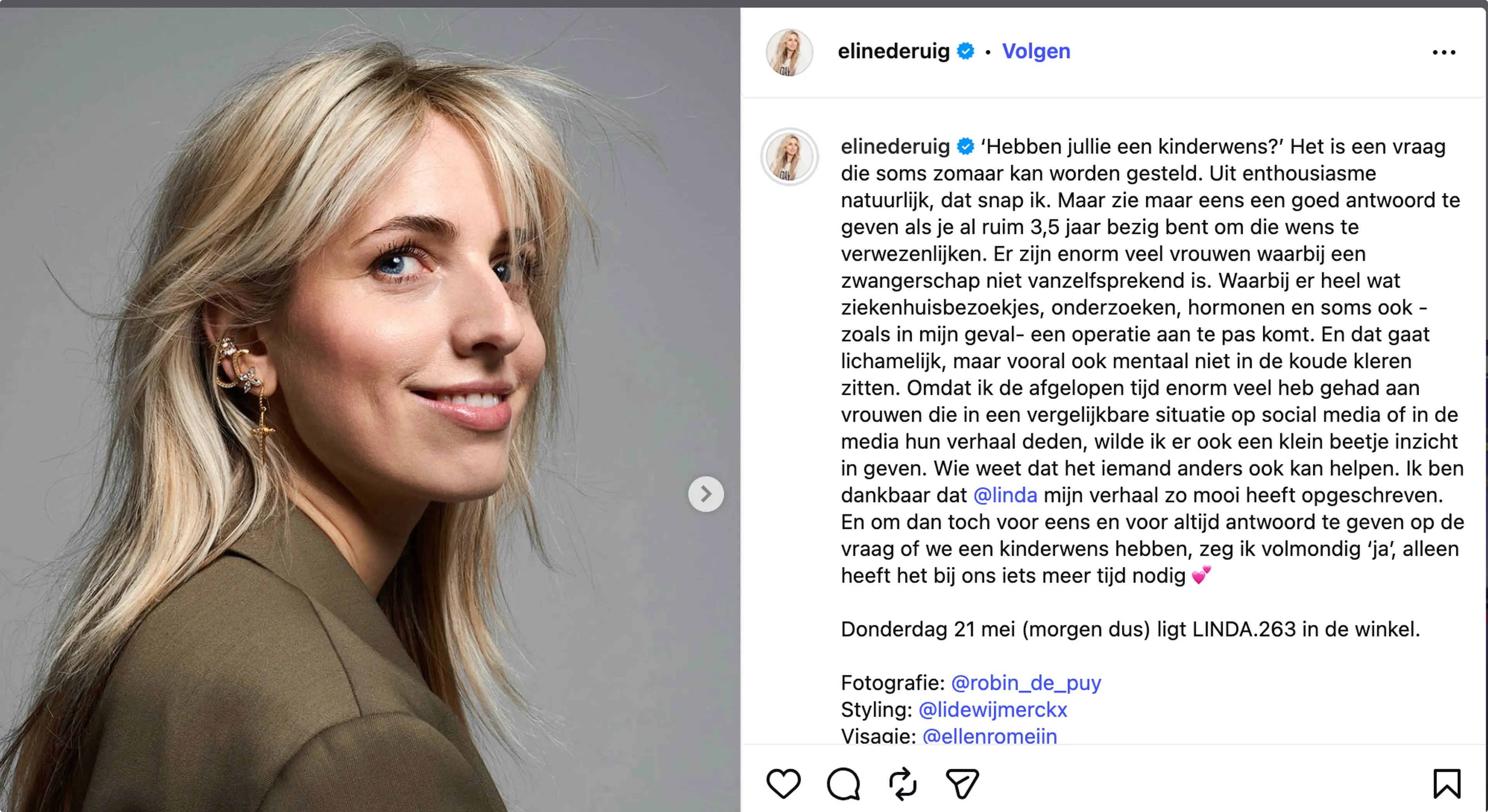 Bron: Instagram @elinederuig