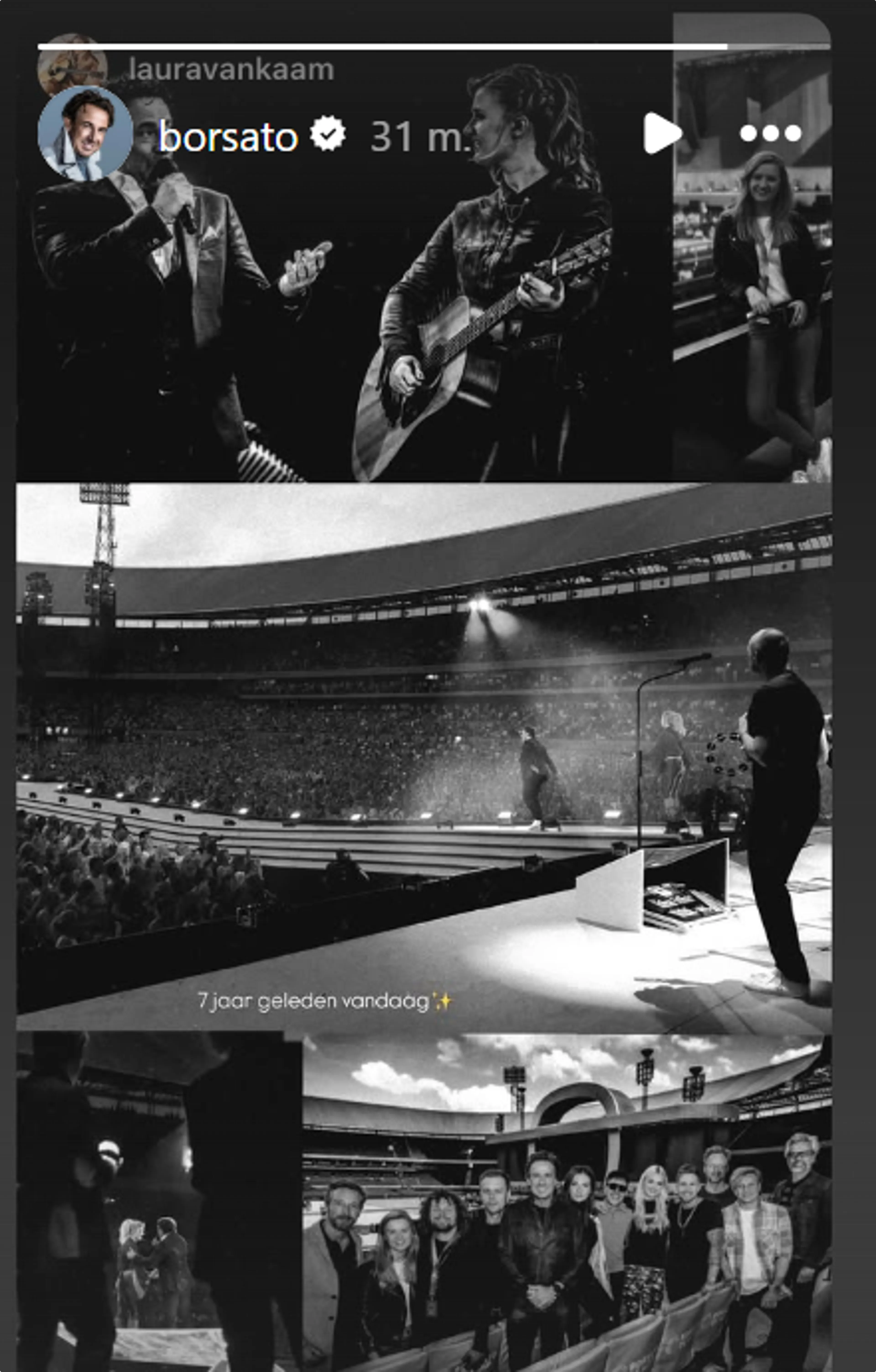 Marco Borsato en Laura van Kaam in De Kuip (bron: Instagram)