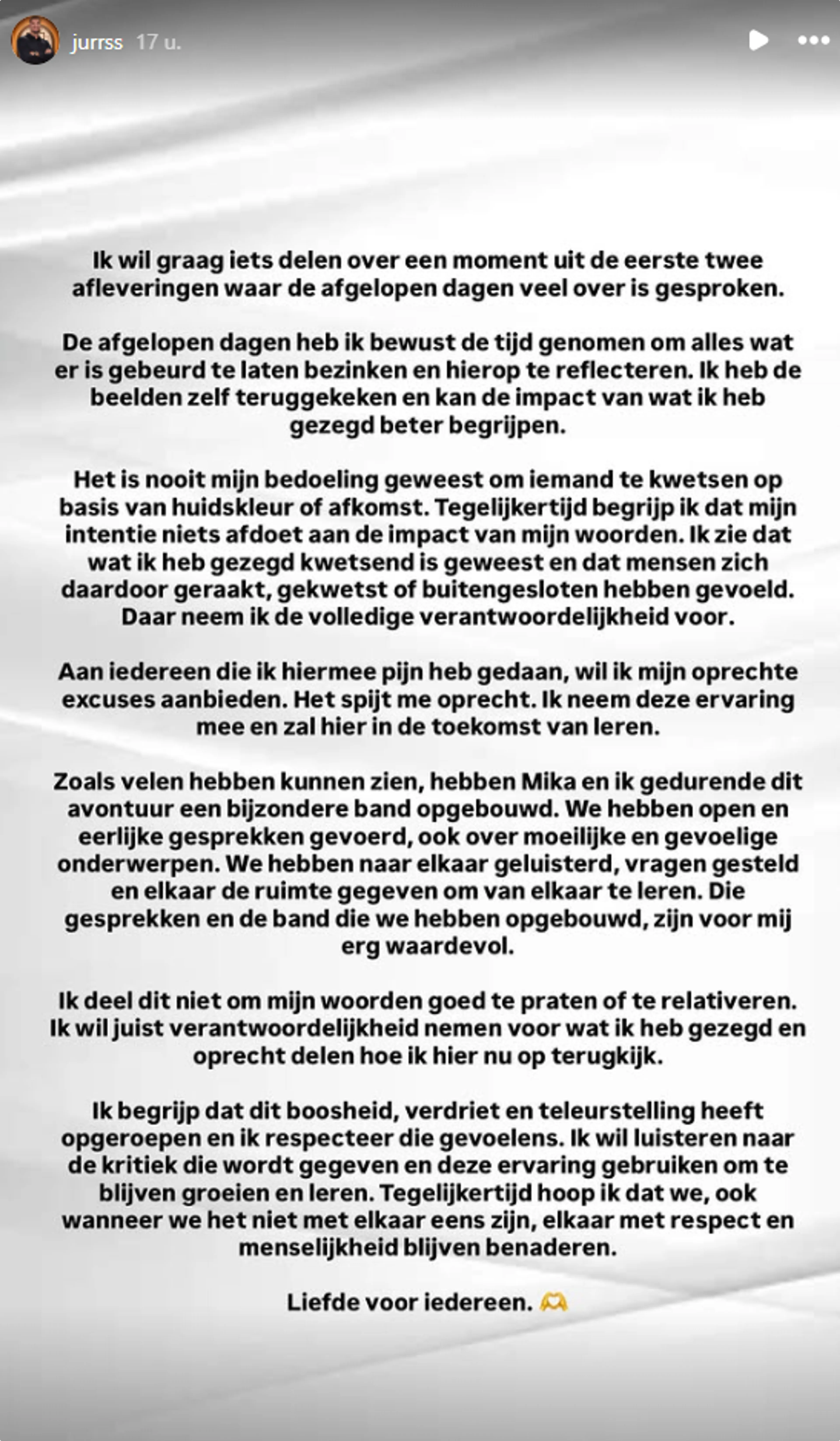 Bron: Instagram Jurriaan
