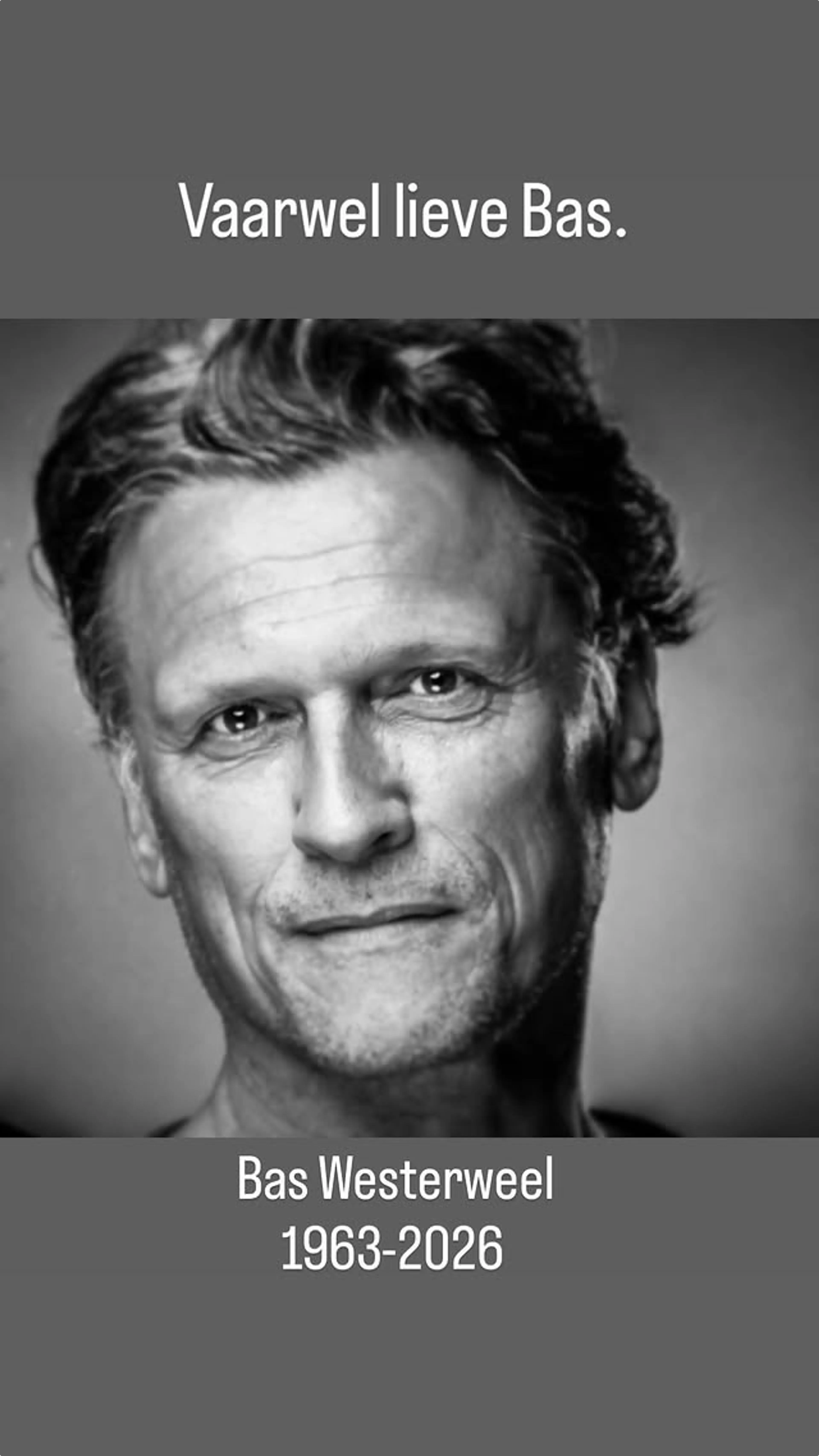 Reacties op overlijden Bas Westerweel (bron: Instagram @gerardekdom)