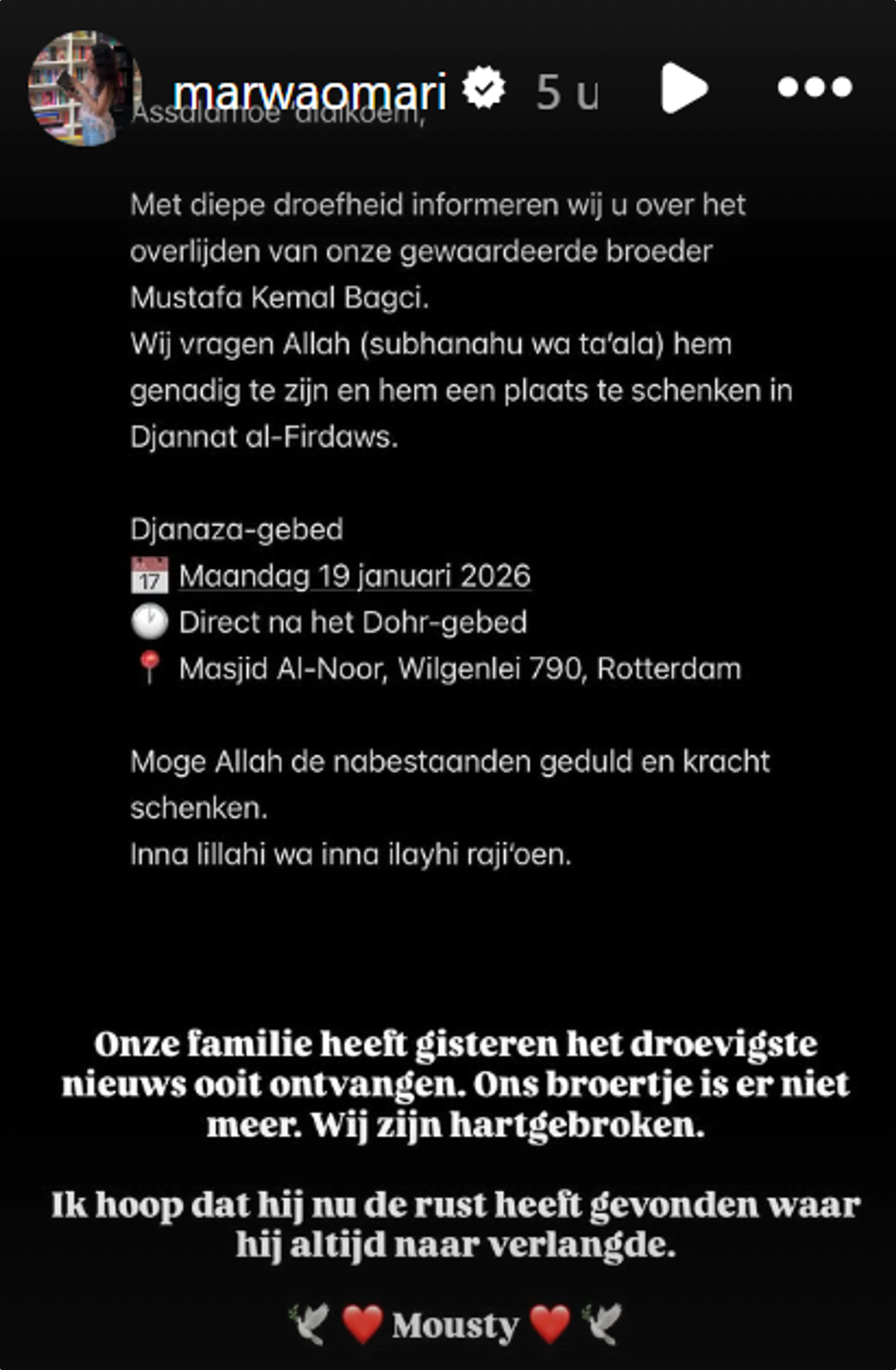 Broertje van Selma en Marwa Omari overleden (@Instagram).