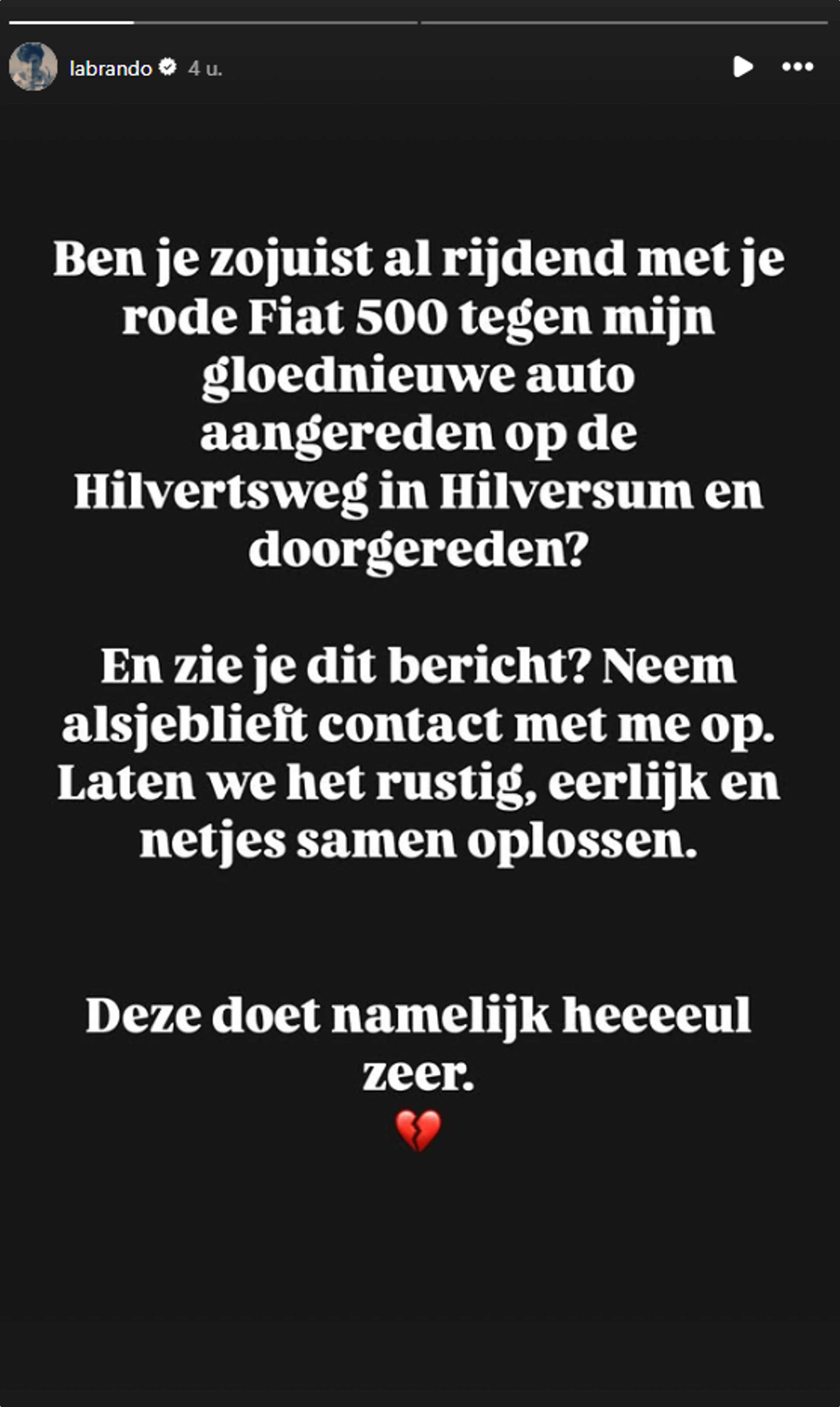 Bron: Mark Labrand in zijn story op Instagram.
