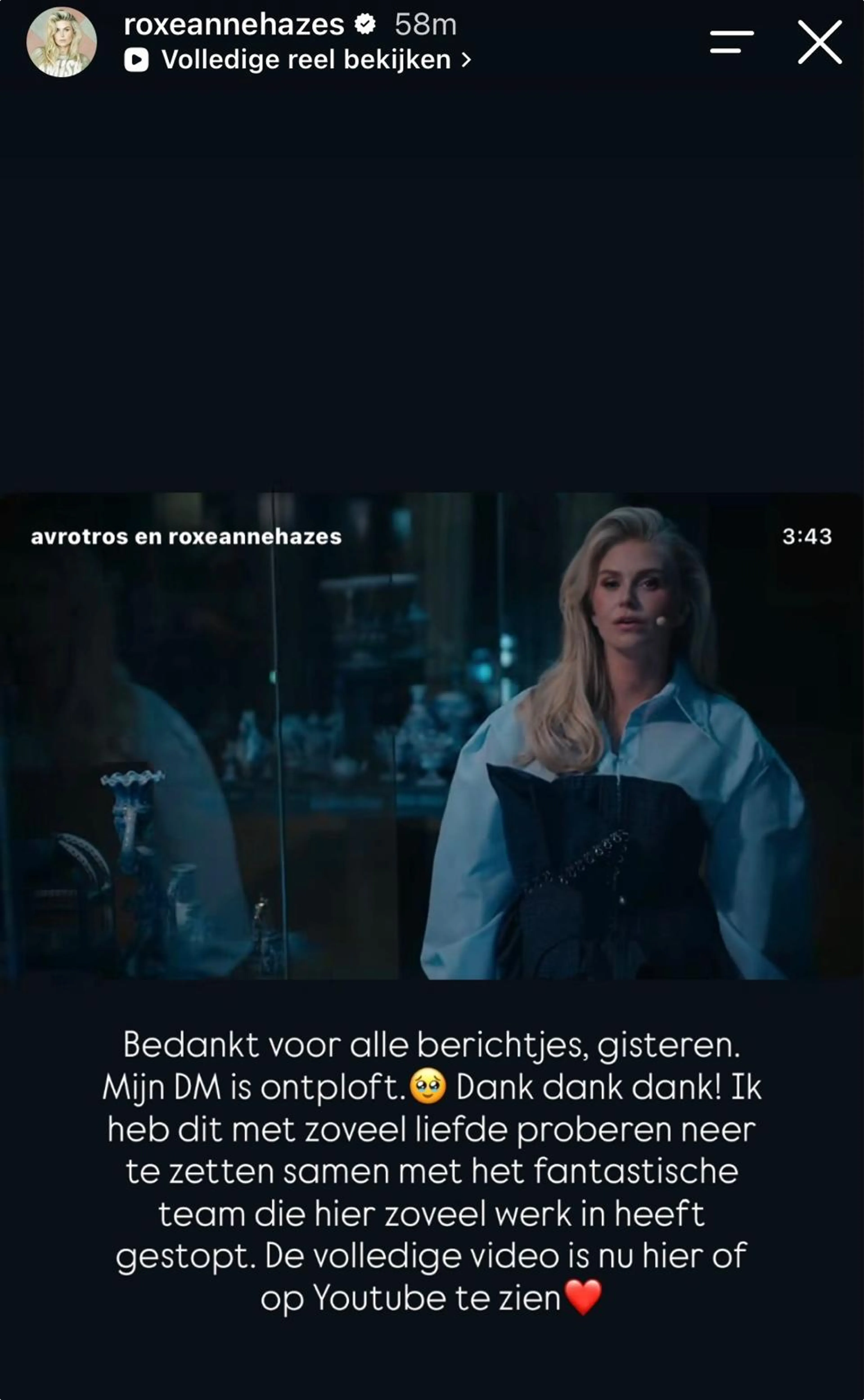 Bron: Instagram Roxeanne Hazes