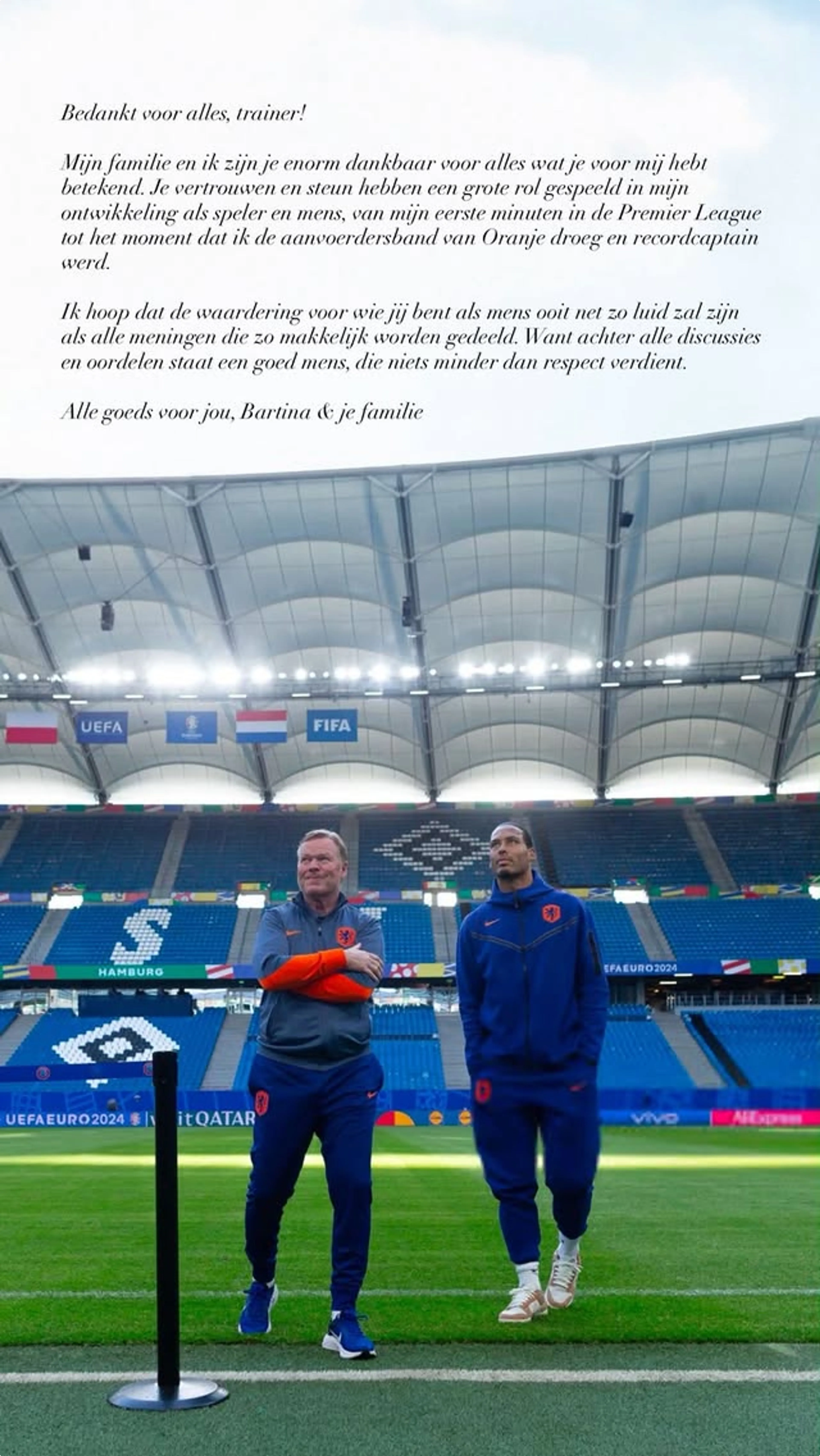 Virgil van Dijk bedankt Ronald Koeman (Instagram)