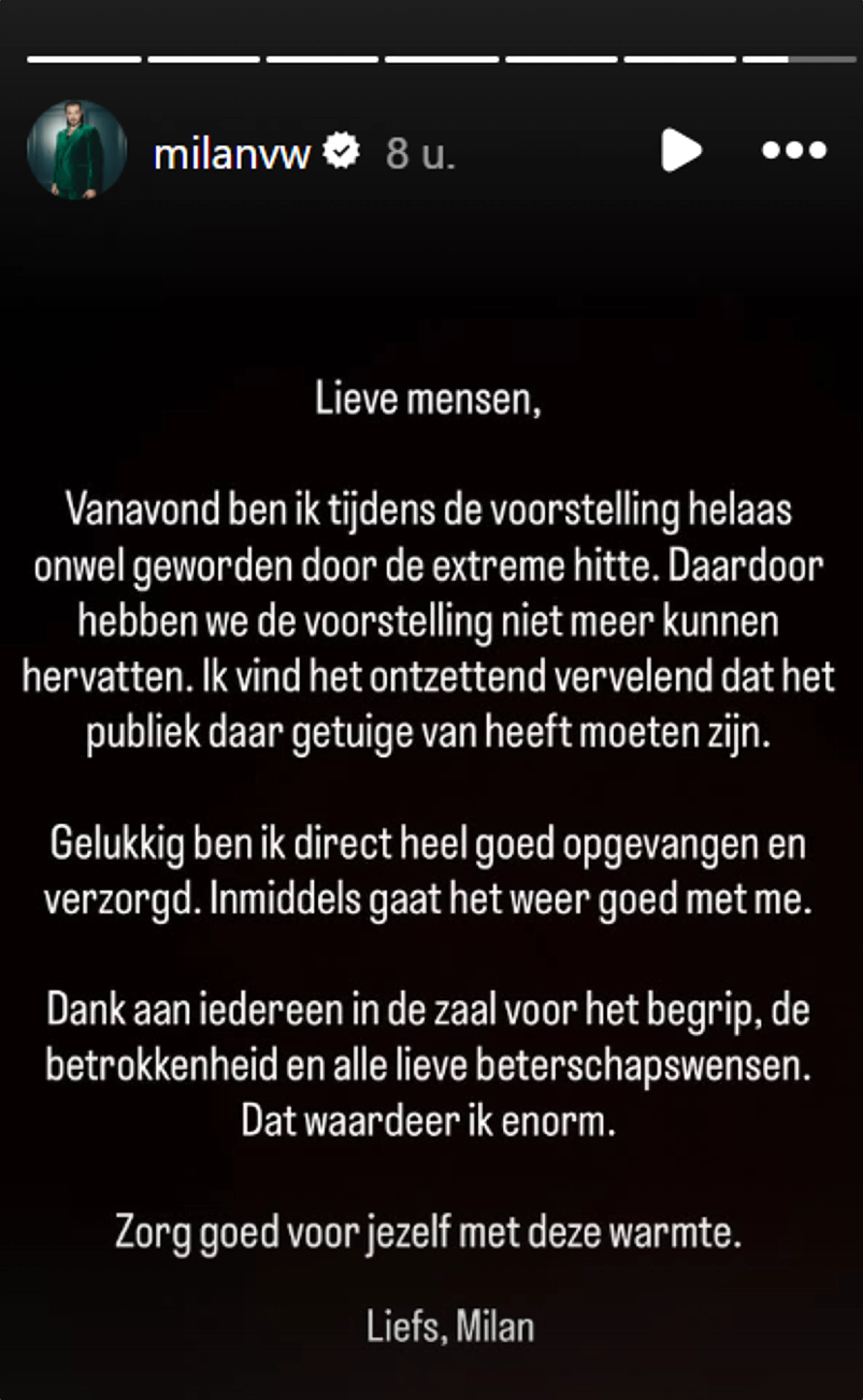 Statement van Milan van Waardenburg (@Instagram)