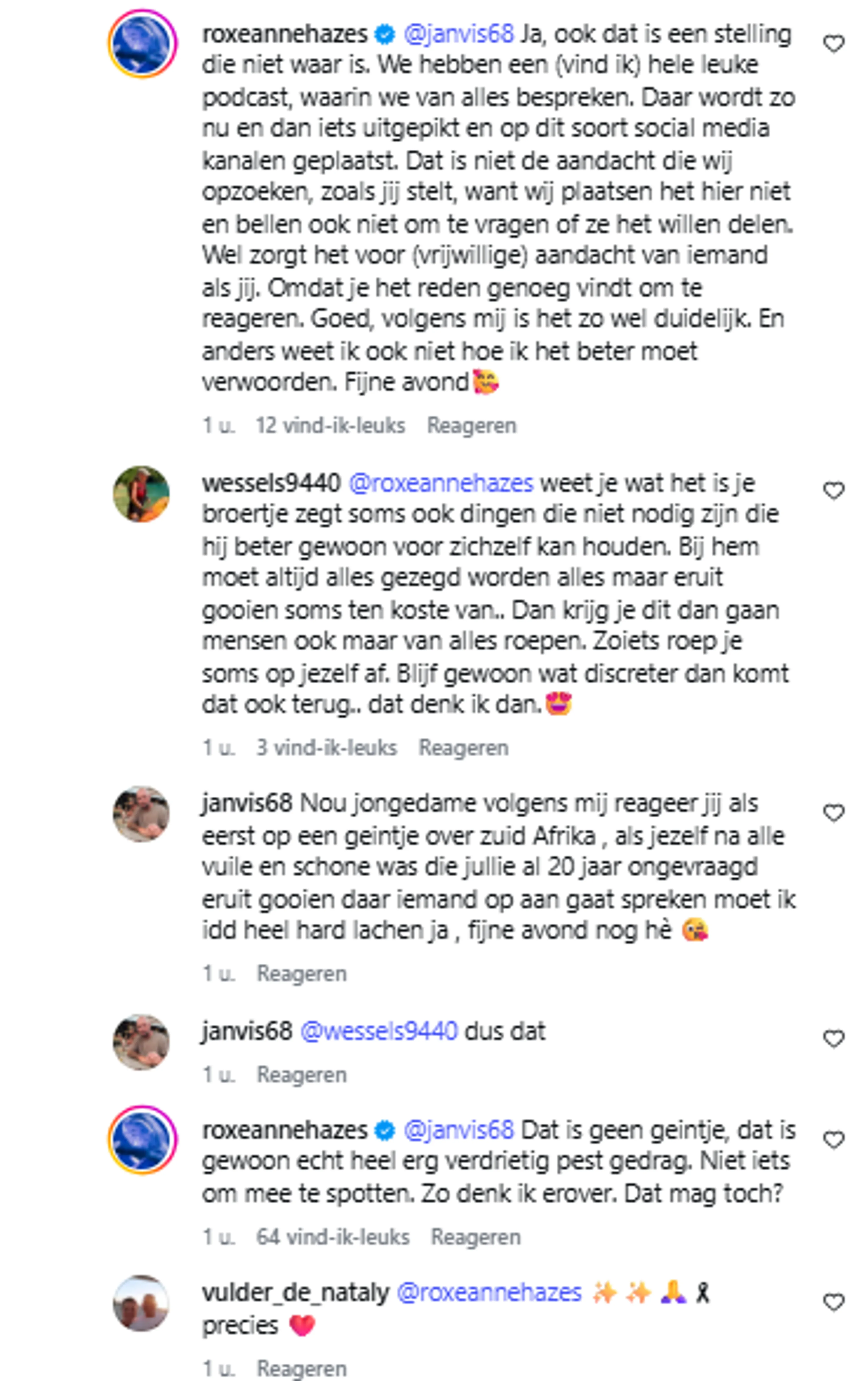 Roxeanne Hazes neemt het op voor broertje André Hazes (@Instagram)