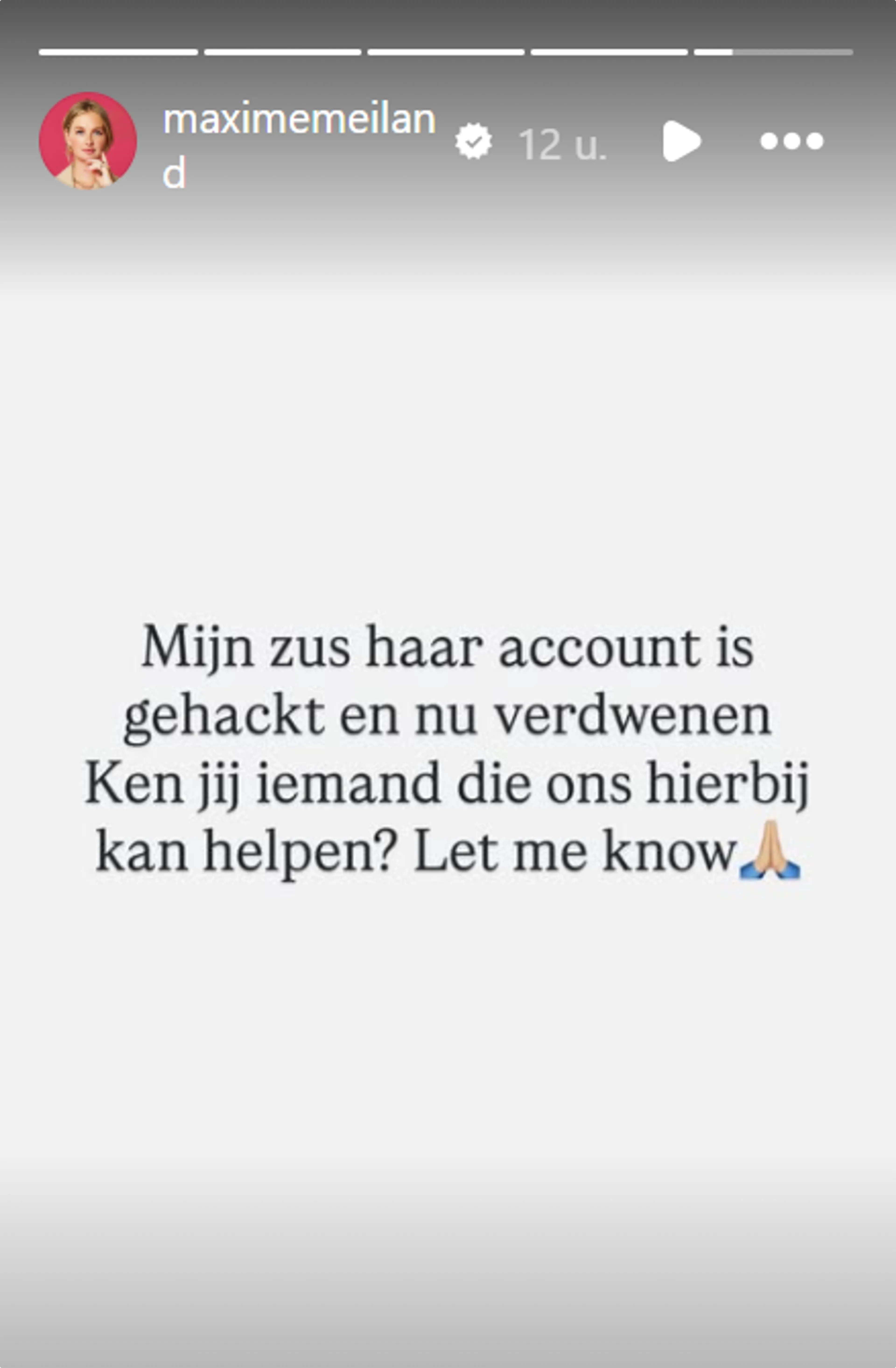 Story Maxime Meiland (@Instagram)