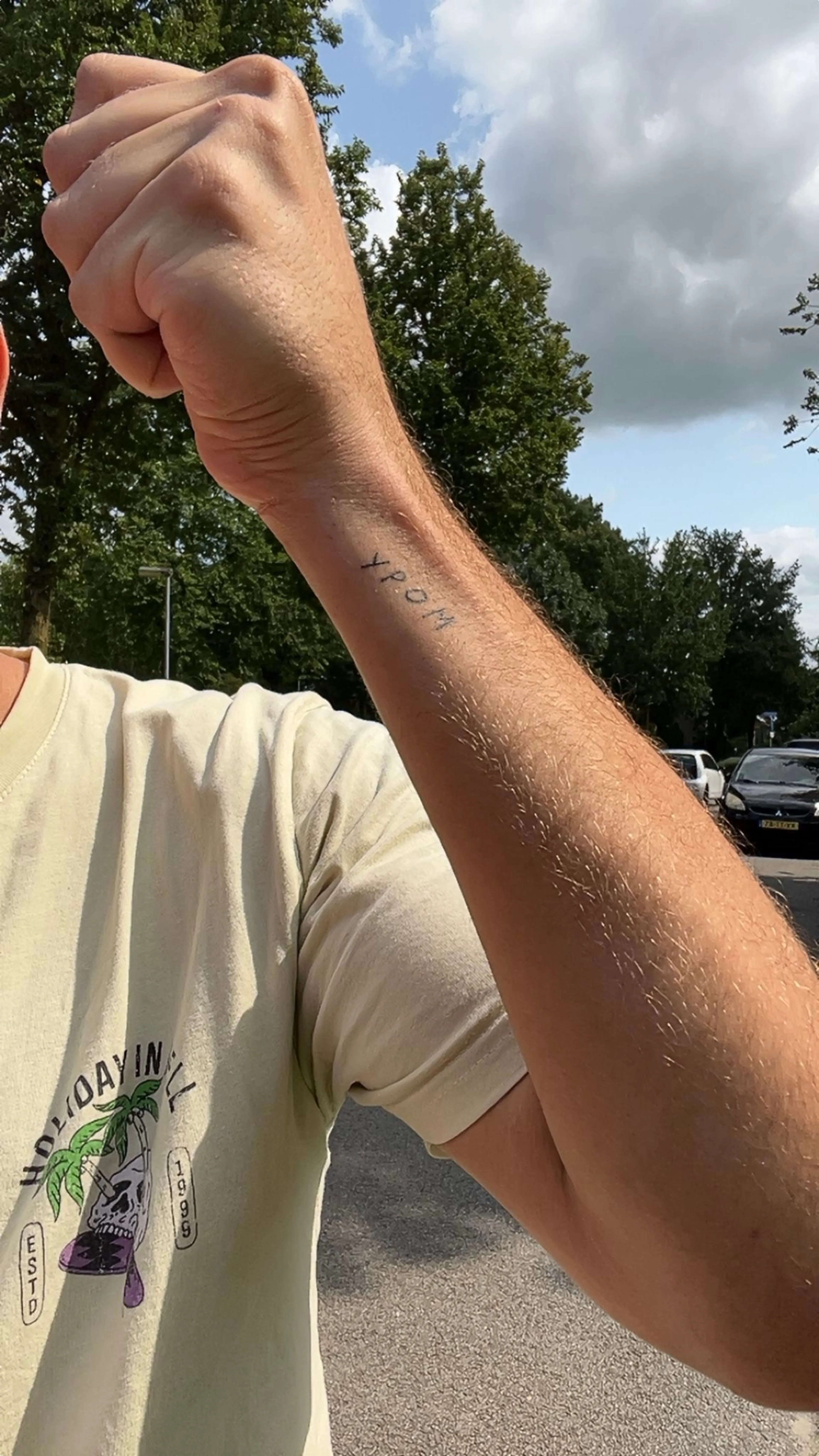 De tattoo die Timo tijdens zijn deelname aan Your Place or Mine heeft laten zetten. 