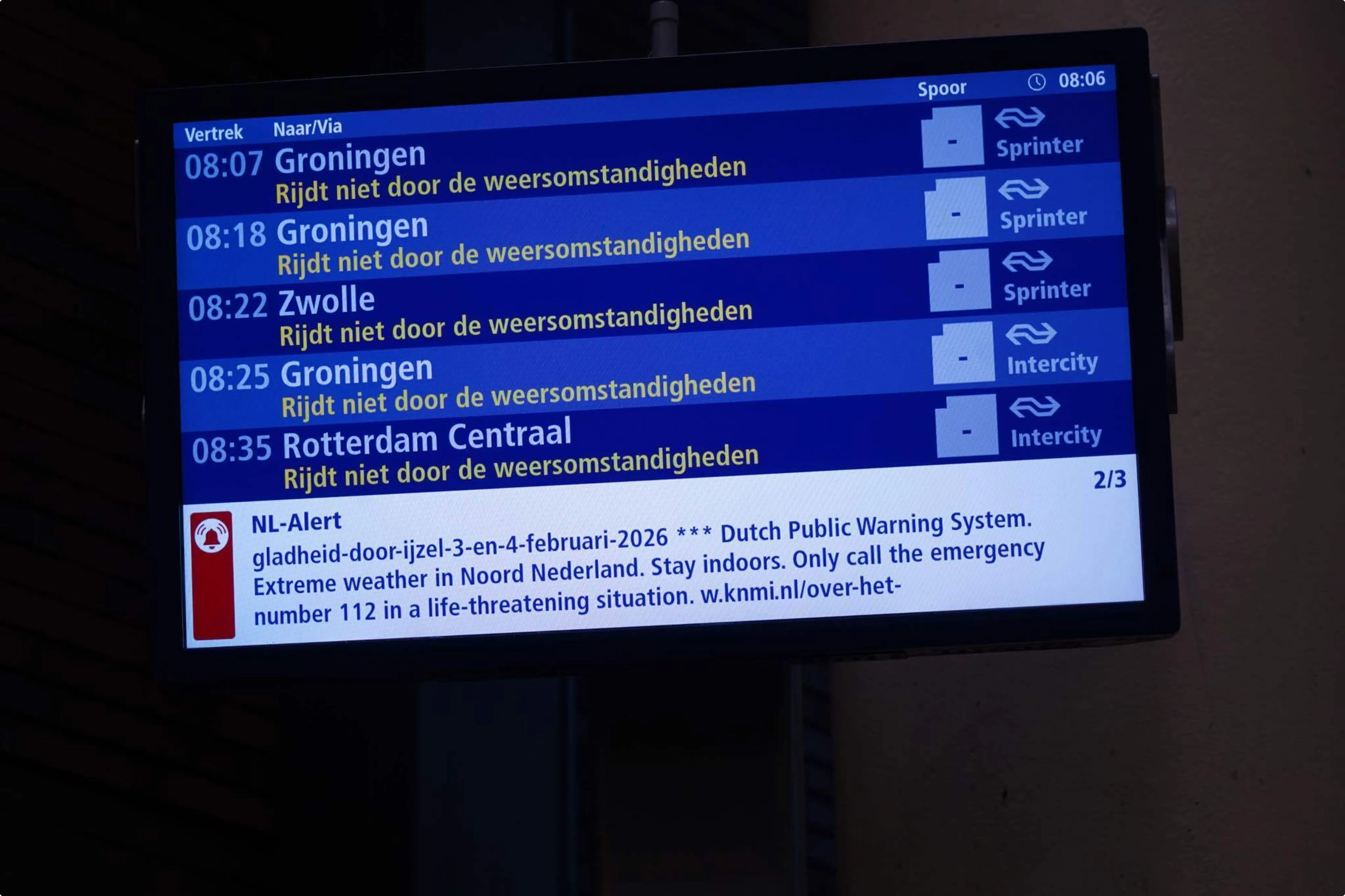 Geen treinverkeer in Noord-Nederland. Beeld: Persbureau Meter