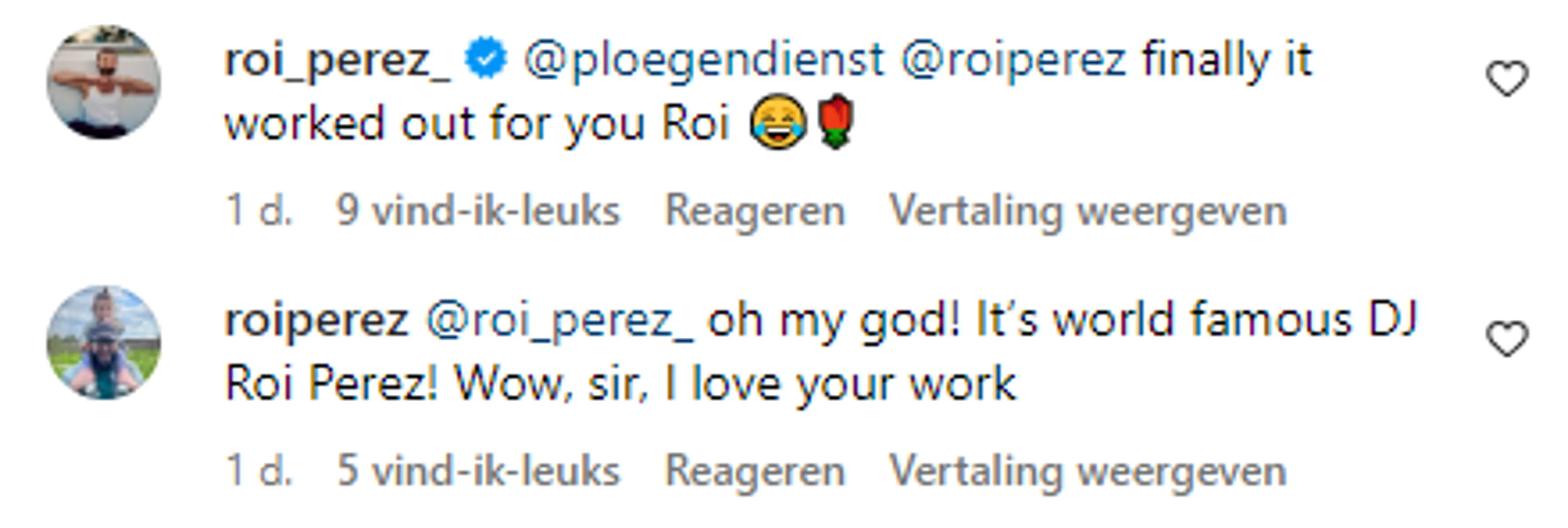 Ploegendienst reacties Roi Perez