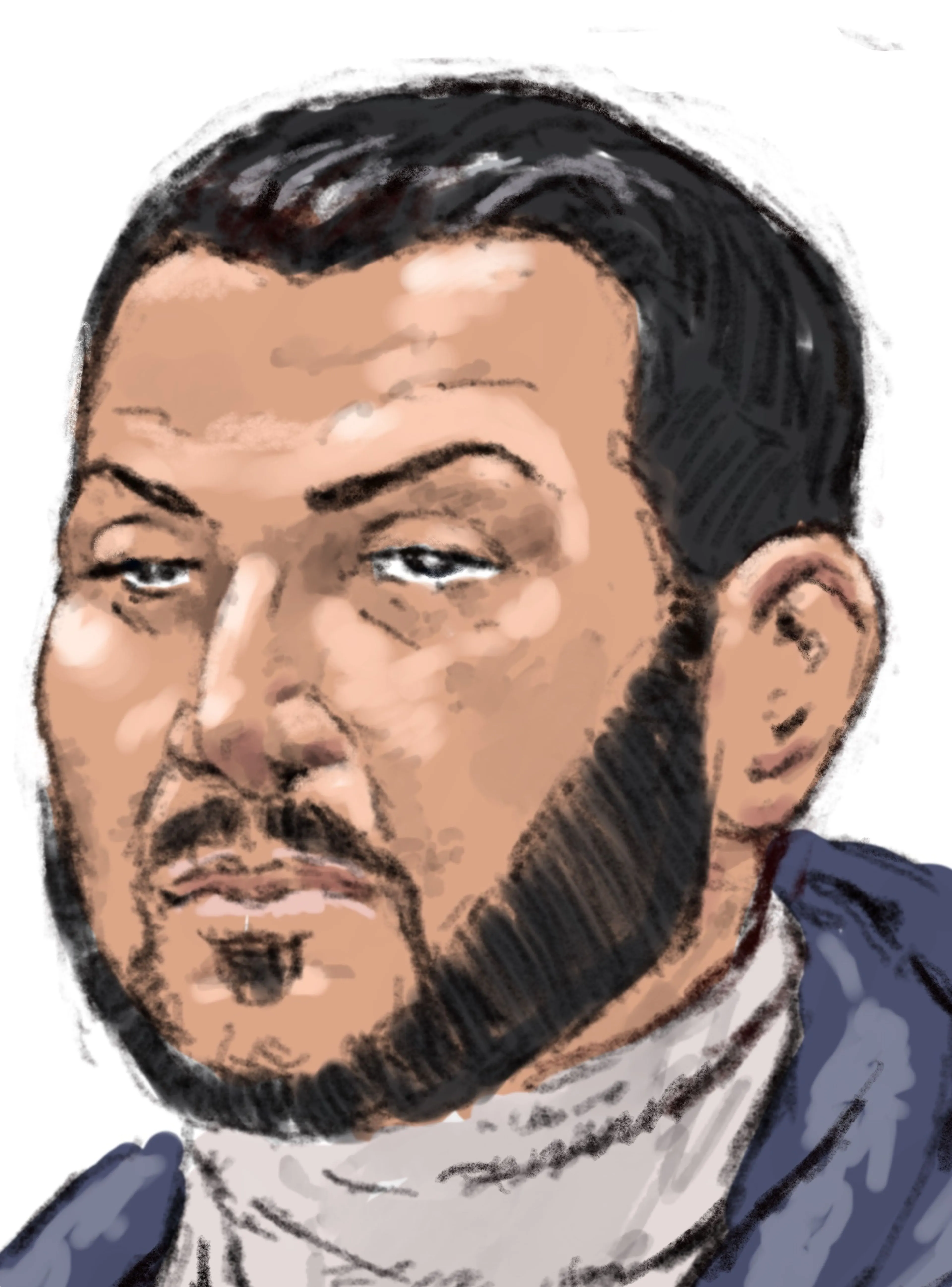 Adil A., rechtbanktekening. Beeld: ANP