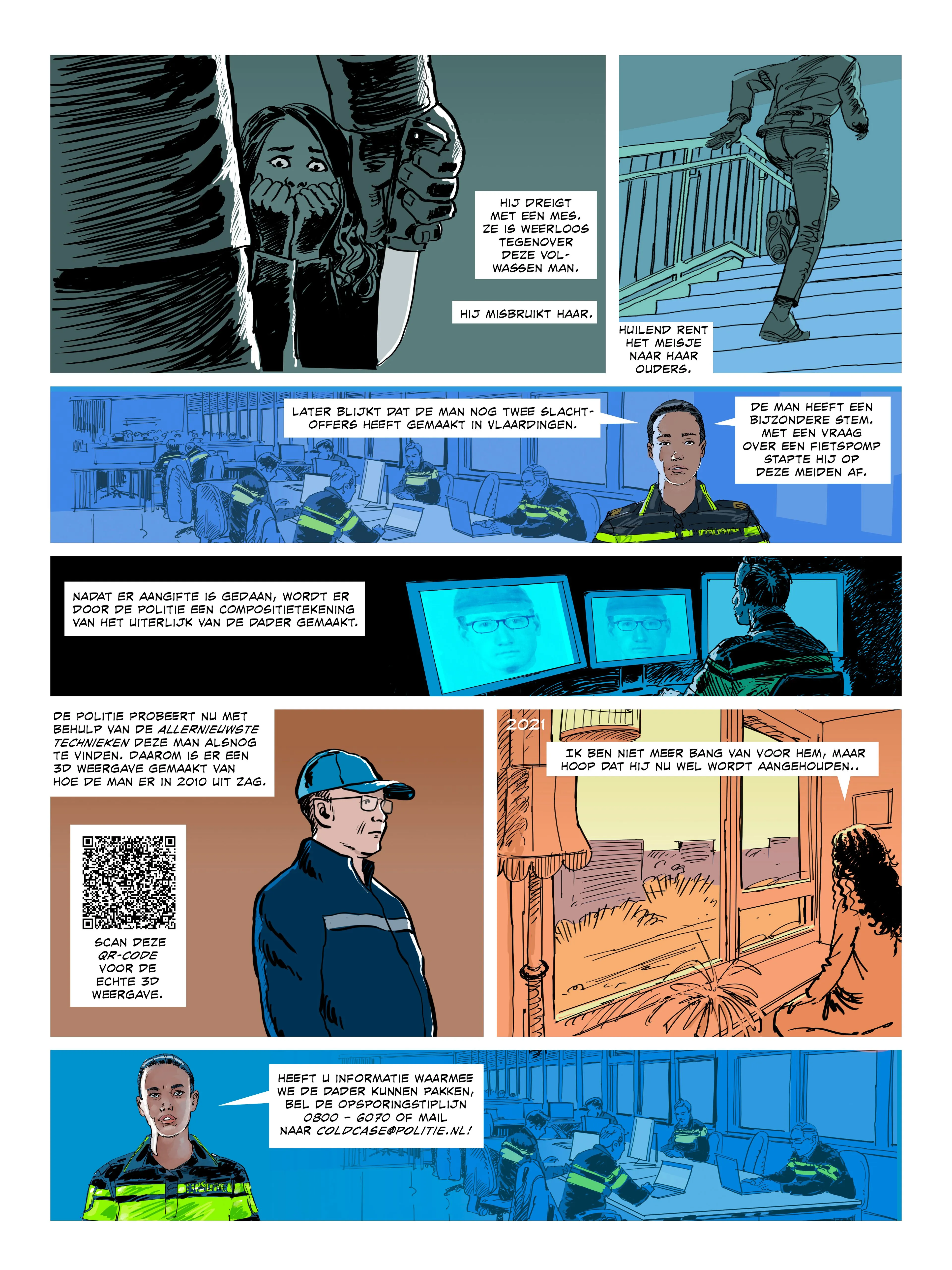 Pagina 2 van de strip over de cold case rond het misbruik in Vlaardingen en Schiedam