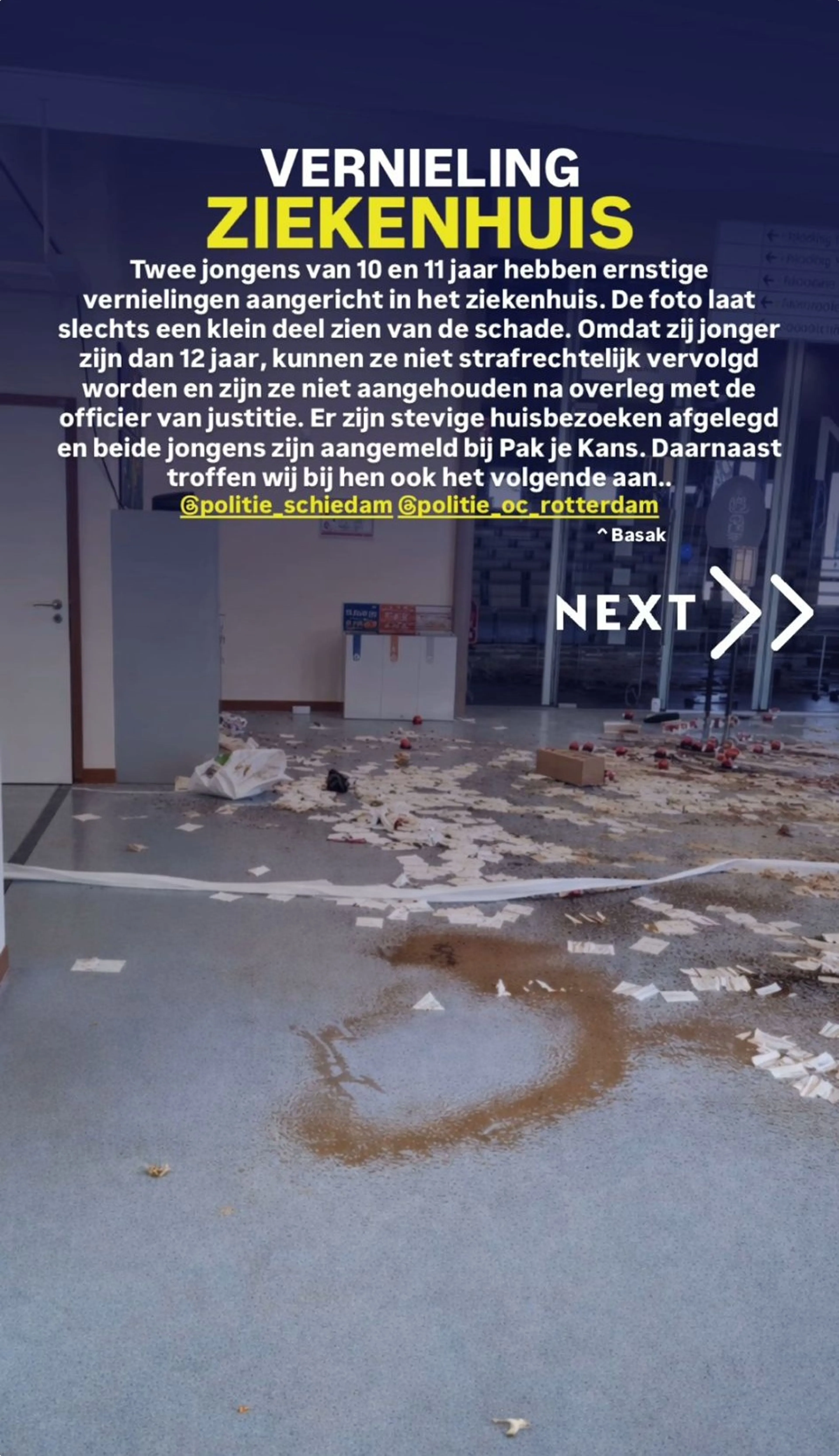 Beelden in het ziekenhuis. Bron: Instagram / jeugdagenten_schiedam