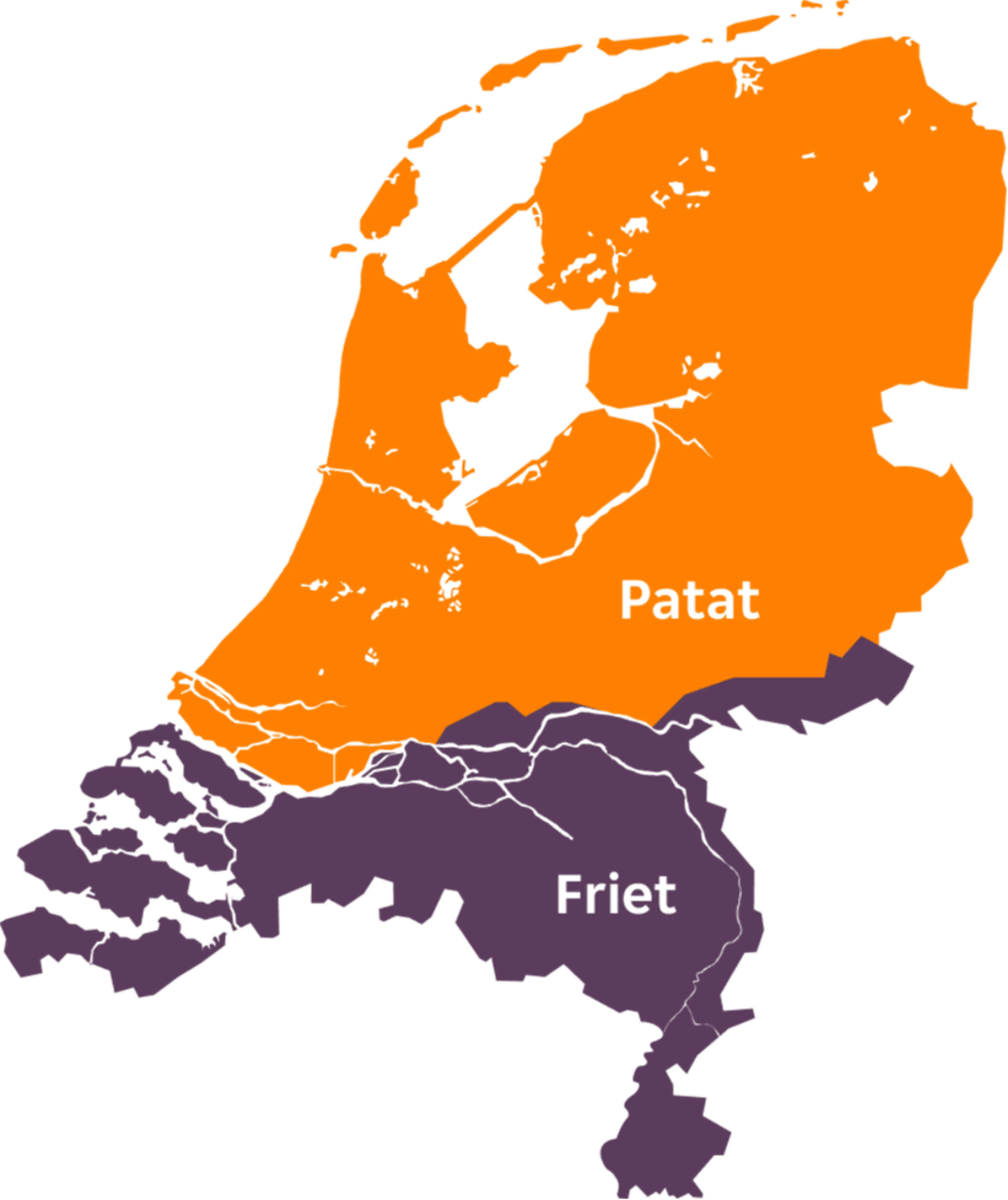 Grens patat en friet op basis van het Snackbaronderzoek van Thuisbezorgd. Beeld: Thuisbezorgd