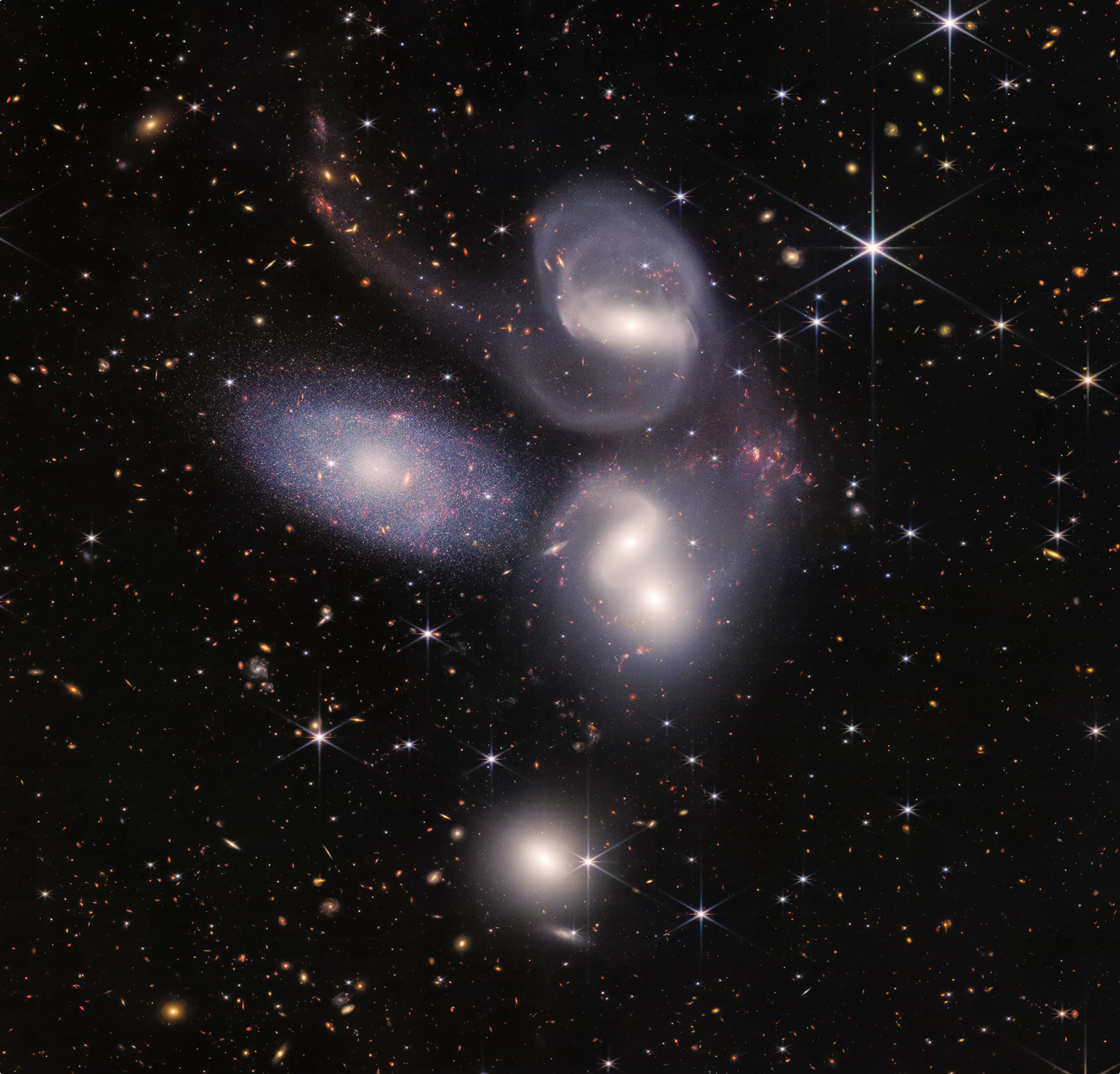 Stephan's Quintet (NIRCam and MIRI Composite Image)