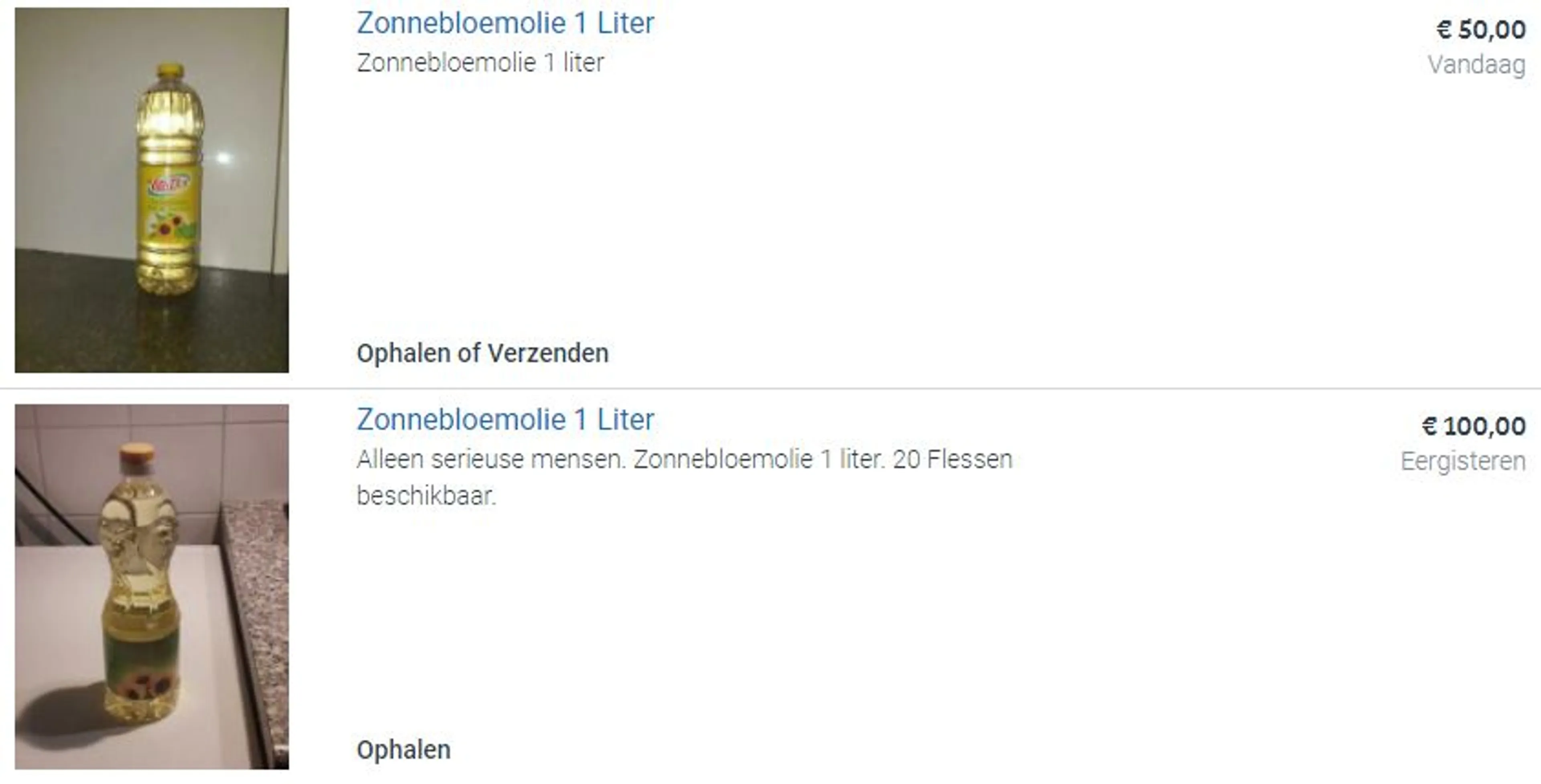 Zonnebloemolie Marktplaats